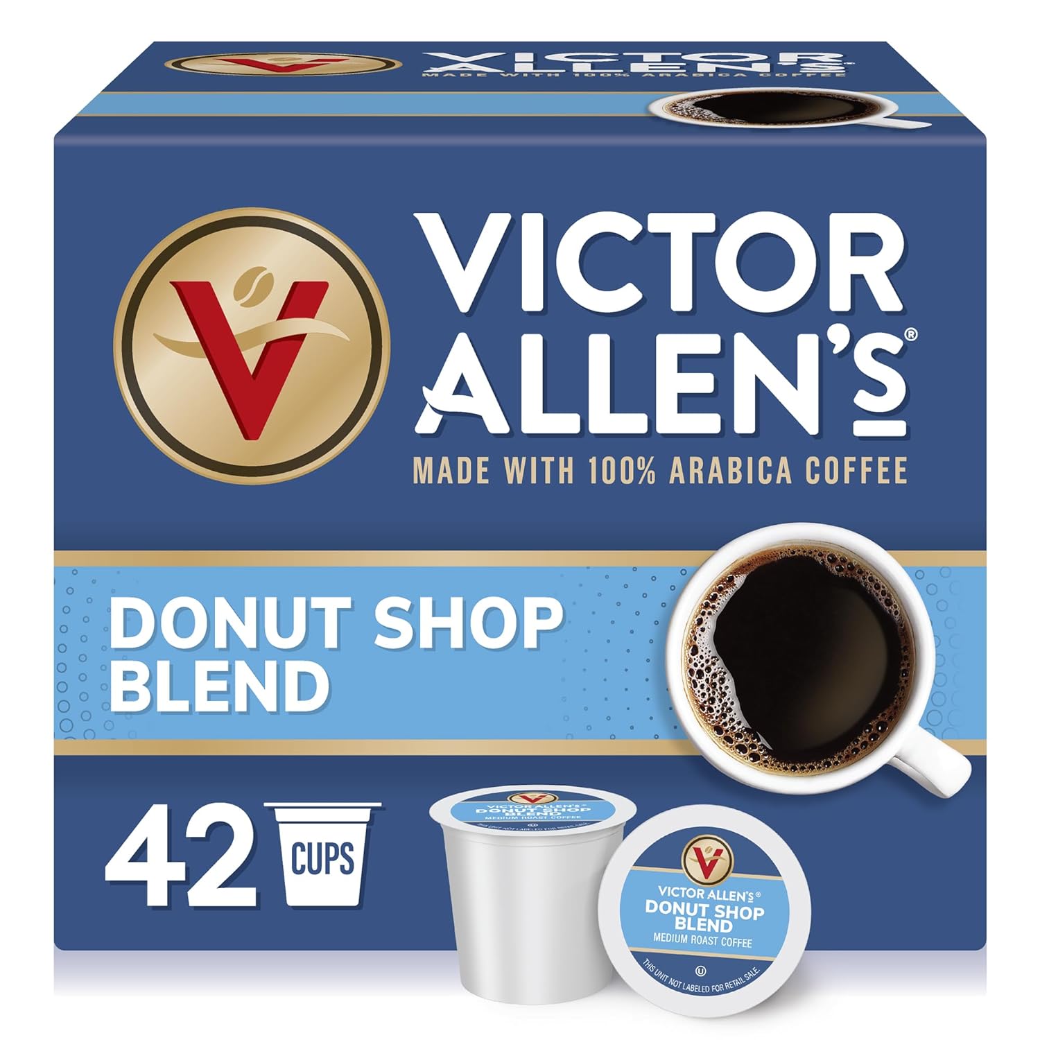 Victor Allen'S Coffee Donut Shop Blend, Medium Roast, 42 Count, Single Serve Coffee Pods For Keurig K-Cup Brewers