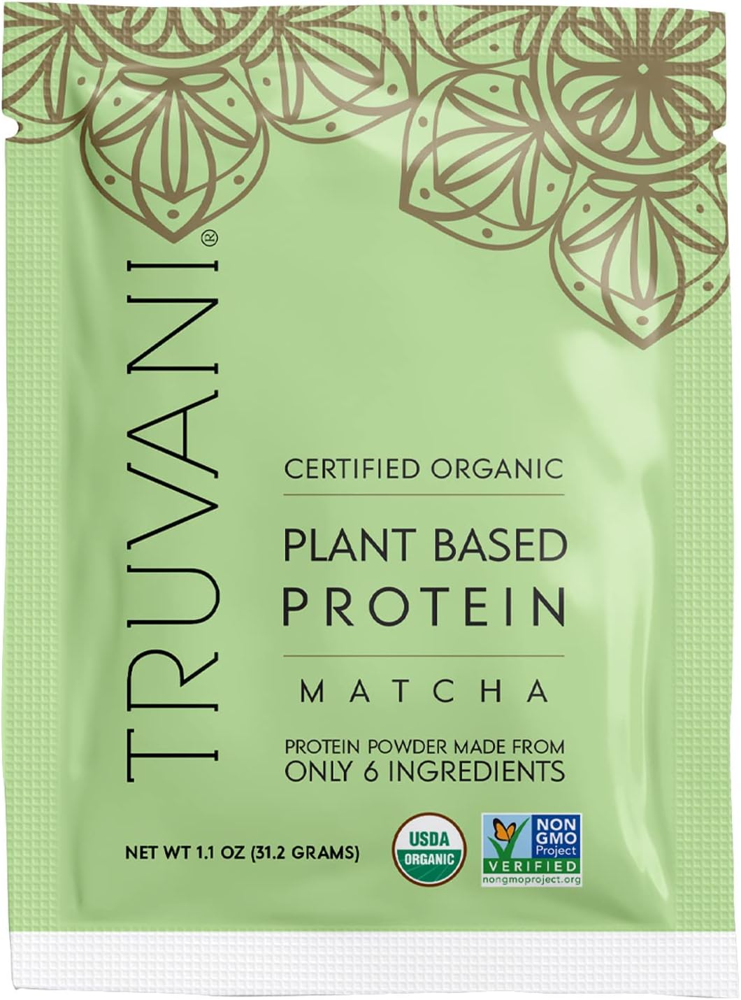 Truvani Vegan Pea Protein Powder | Matcha | 20G Organic Plant Based Protein | 1 Serving | Keto | Gluten & Dairy Free | Low Carb | No Added Sugar