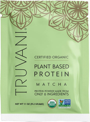 Truvani Vegan Pea Protein Powder | Matcha | 20G Organic Plant Based Protein | 1 Serving | Keto | Gluten & Dairy Free | Low Carb | No Added Sugar