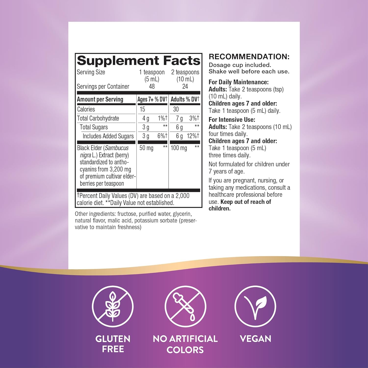 Nature’s Way Sambucus Elderberry Traditional Immune Syrup, Highly Concentrated Black Elderberry Extract, Traditional Immune Support*, Delicious Berry Flavored, 8 Fl Oz (Packaging May Vary) : Health & Household
