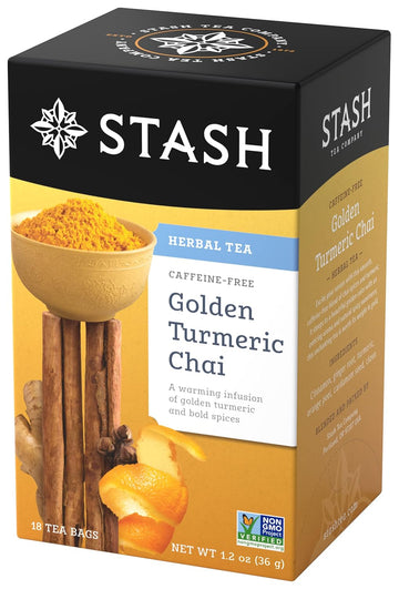 Stash Tea Turmeric Chai Herbal Tea - Naturally Caffeine Free, Non-Gmo Project Verified Premium Tea With No Artificial Ingredients, 18 Count (Pack Of 6) - 108 Bags Total