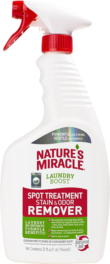 Nature's Miracle Laundry Boost Spot Treatment Stain and Odor Remover, 32 Oz., Laundry Pre-Wash Stain and Odor Remover