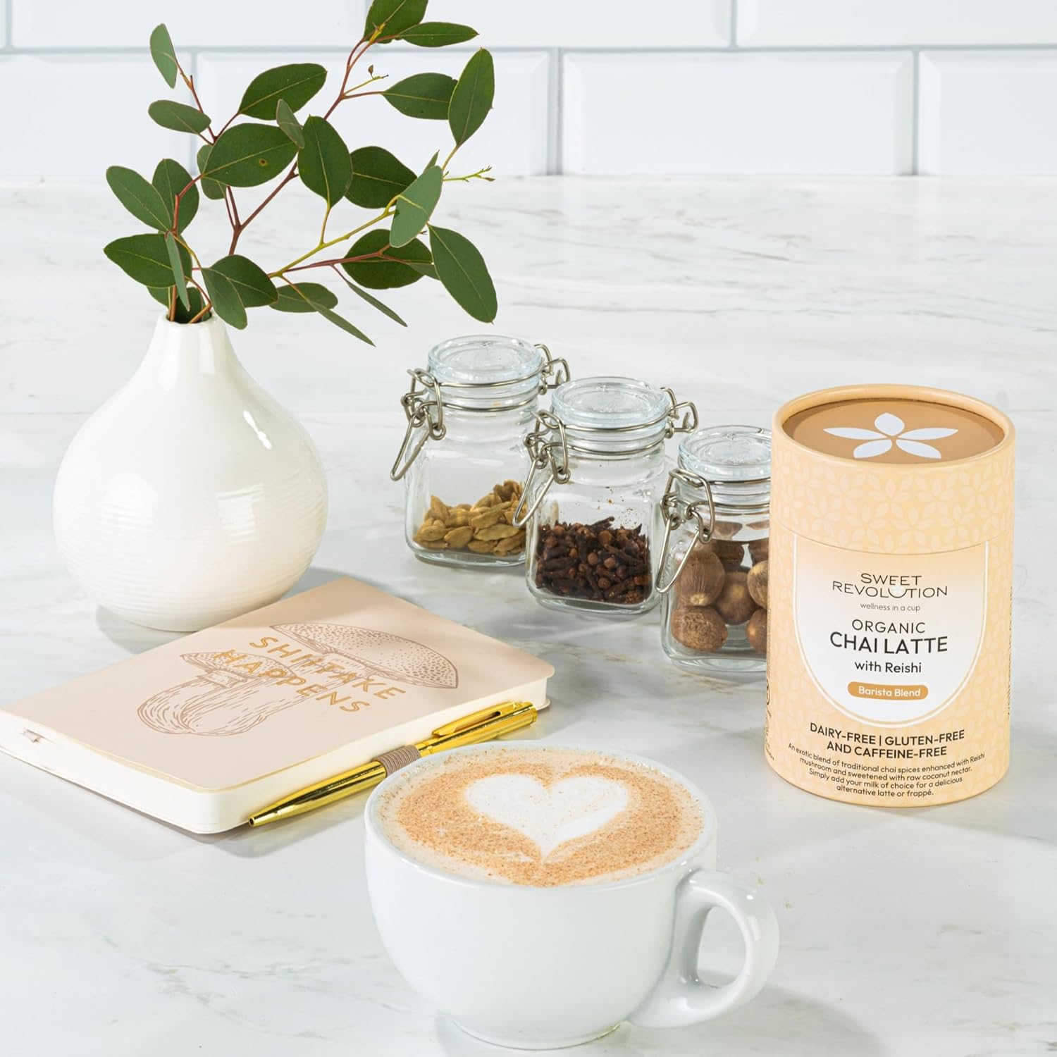 Sweet Revolution Organic Chai Latte with Reishi Barista Blend (1 x 100g) tub. Caffeine Free, Gluten Free, Dairy Free, Refined Sugar-Free. : Amazon.co.uk: Grocery