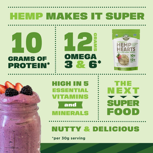 Manitoba Harvest Organic Hemp Seeds, 18Oz; 10G Plant Based Protein And 12G Omega 3 & 6 Per Srv | Smoothies, Yogurt & Salad | Non-Gmo, Vegan, Keto, Paleo, Gluten Free