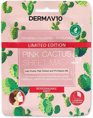 Derma V10 Hoja Hidratante Máscara Facial Cactus