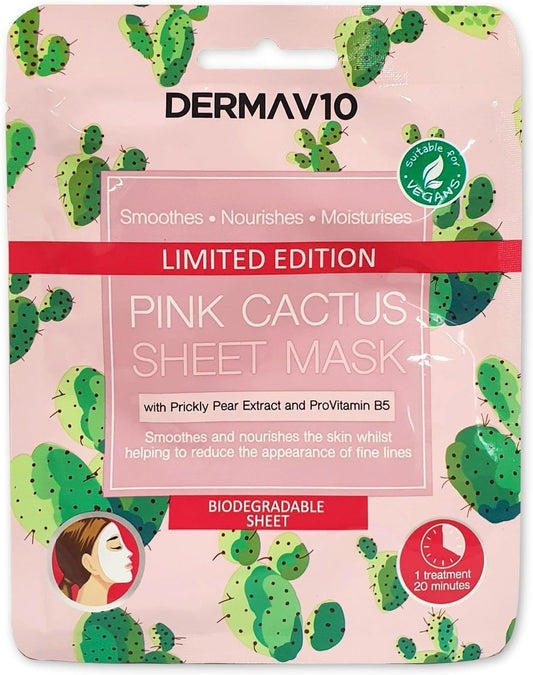 Derma V10 Hoja Hidratante Máscara Facial Cactus