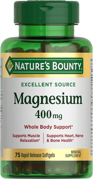 Nature'S Bounty Magnesium, Whole Body Support, Supports Heart, Nerve And Bone Health. 400 Mg, 75 Softgels