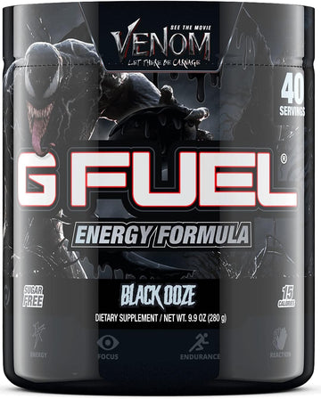 G Fuel Black Ooze Sugar Free Energy Powder, Caffeine Focus Supplement, 40 Svg