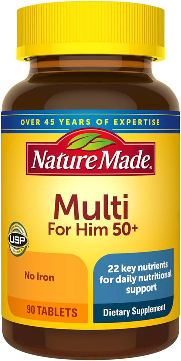 Nature Made Men'S Multivitamin 50+ Tablets With Vitamin D, 90 Count For Daily Nutritional Support