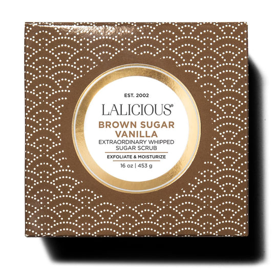 Lalicious Brown Sugar Vanilla Sugar Scrub, Exfoliating Body Scrub, Moisturizing Extraordinary Whipped Body Exfoliator, Gentle Exfoliating Body Scrubber Exfoliator For Radiant Skin, No Parabens - 16Oz