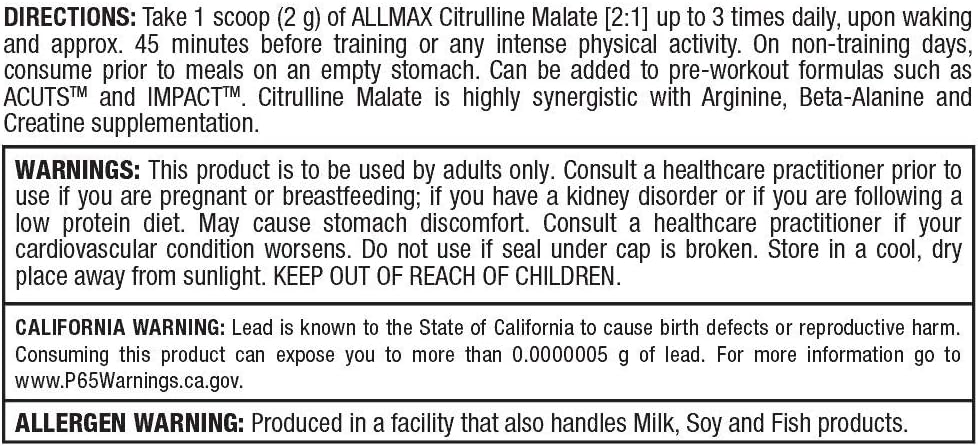 ALLMAX Essentials CITRULLINE MALATE 2:1 - 300 g Powder - Improves Endu