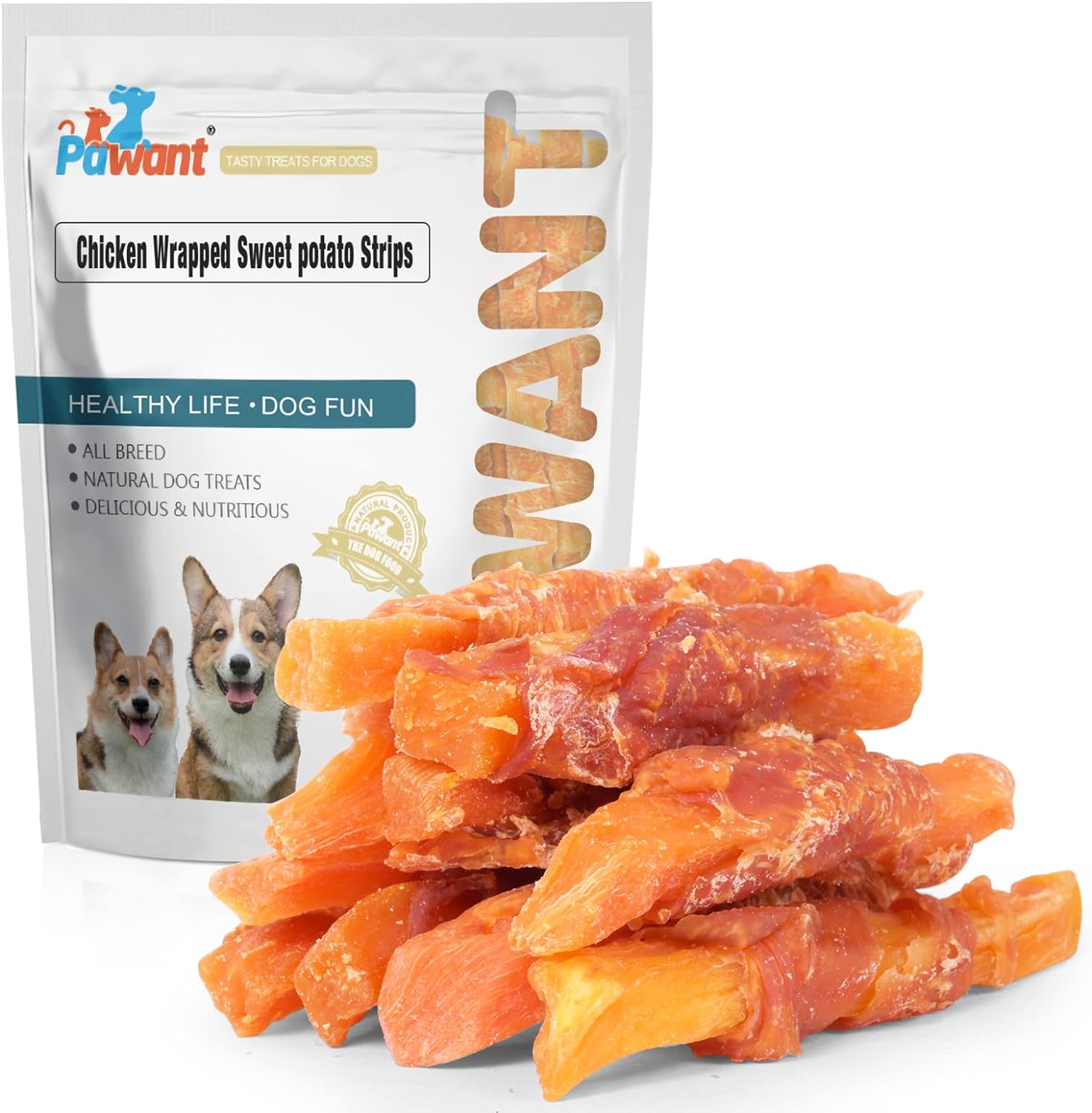 Dog Treats Chicken Wrapped Sweet Potato Dog Treats, Puppy Training Snacks, Rawhide Free Treats 2lb