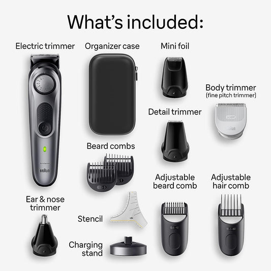 Braun All-In-One Style Kit Series 7 7420, 11-In-1 Trimmer For Men With Beard Trimmer, Body Trimmer For Manscaping, Hair Clippers & More, Braun’S Sharpest Blade, 40 Length Settings, Waterproof