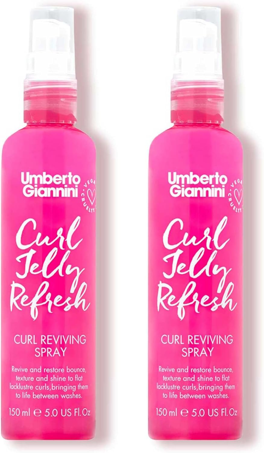 Umberto Giannini Curl Jelly Refresh - Curl Refreshing Styling Spray For Zero Frizz, Defined Curls - Moisturising Spray & Scrunch Curl And Wavy Hair Styling 2 Pack