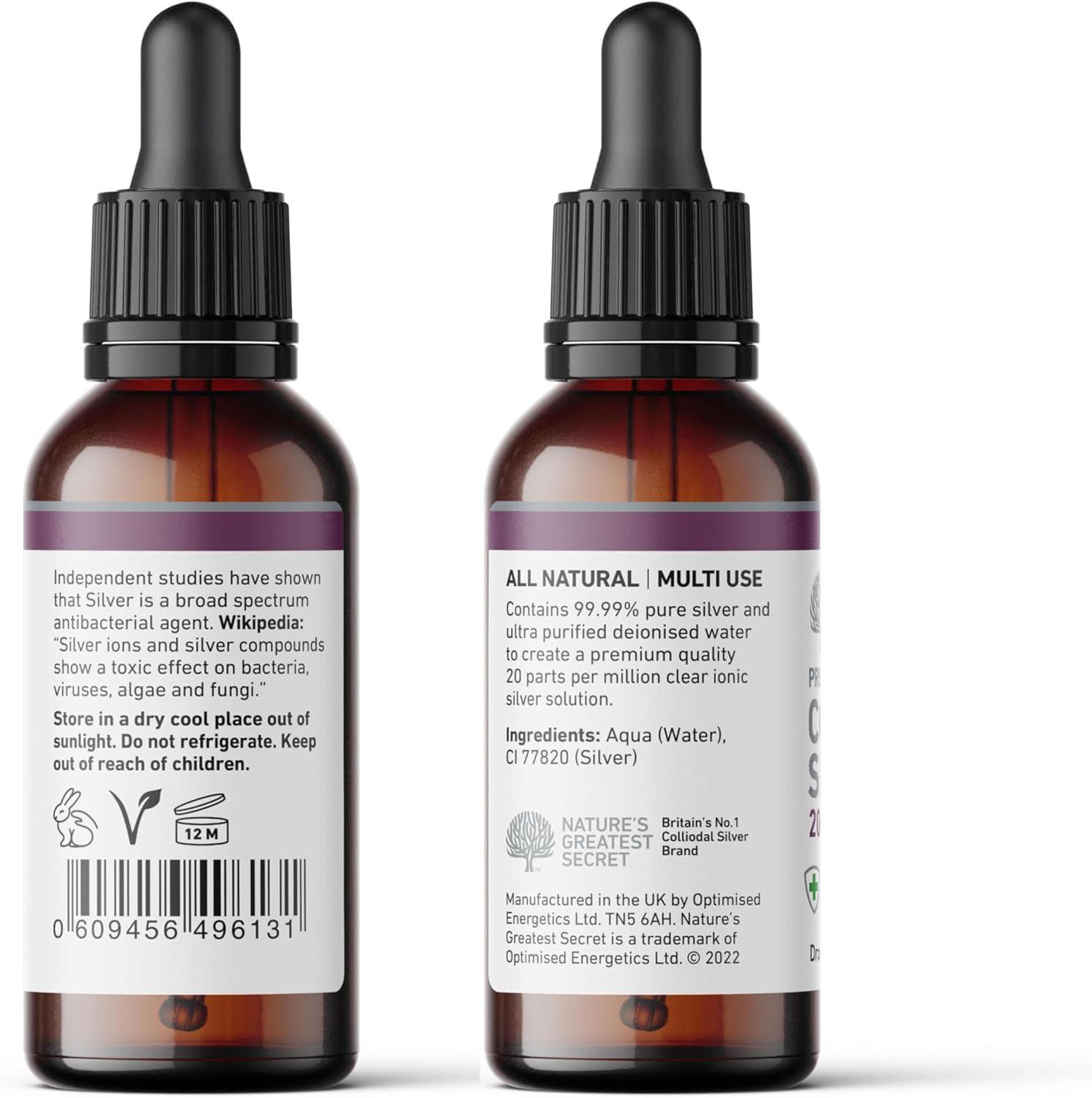 Nature's Greatest Secret Premium Quality Antibacterial 20ppm Colloidal Silver Dropper Bottle 50ml : Amazon.co.uk: Health & Personal Care