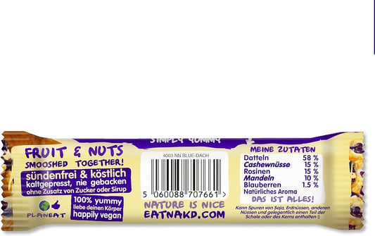 Nakd Blueberry Muffin Natural Fruit & Nut Bars - Vegan - Healthy Snack - Gluten Free - 35G X 18 Bars (Pack Of 2)