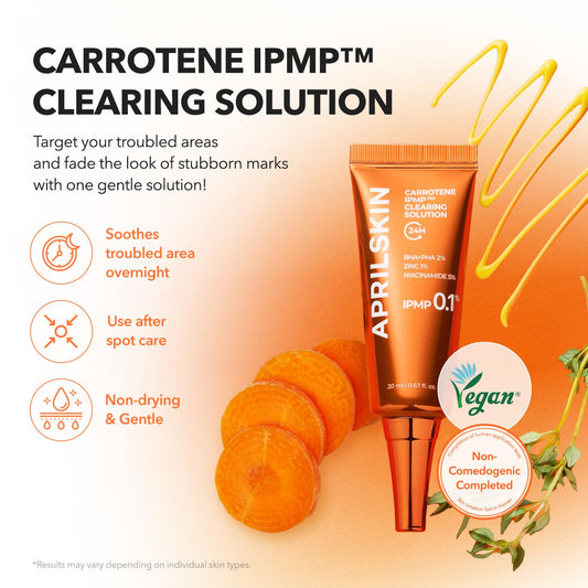 Aprilskin Carrotene Clarifying Facial Serum | Vegan, Non-Comedogenic | Blemish Clear, Dark Spot Corrector | Korea Skincare | Oily Skin, Sensitive Skin, Bumpy Skin | 1.25 Fl.Oz