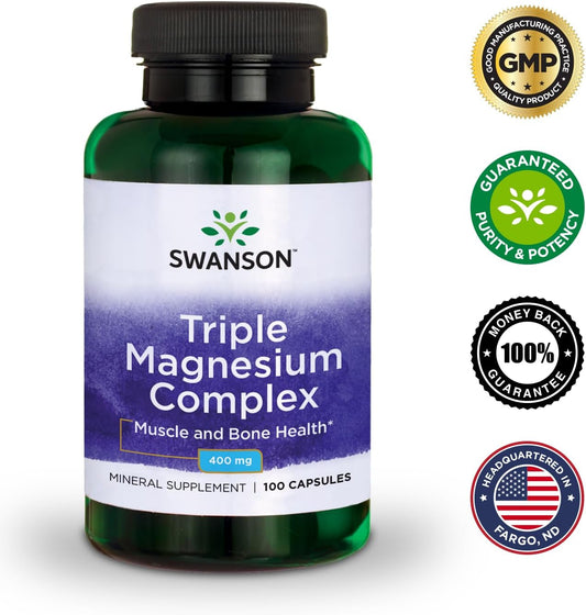 Swanson Triple Magnesium Complex - 100 Capsules, 400Mg Each