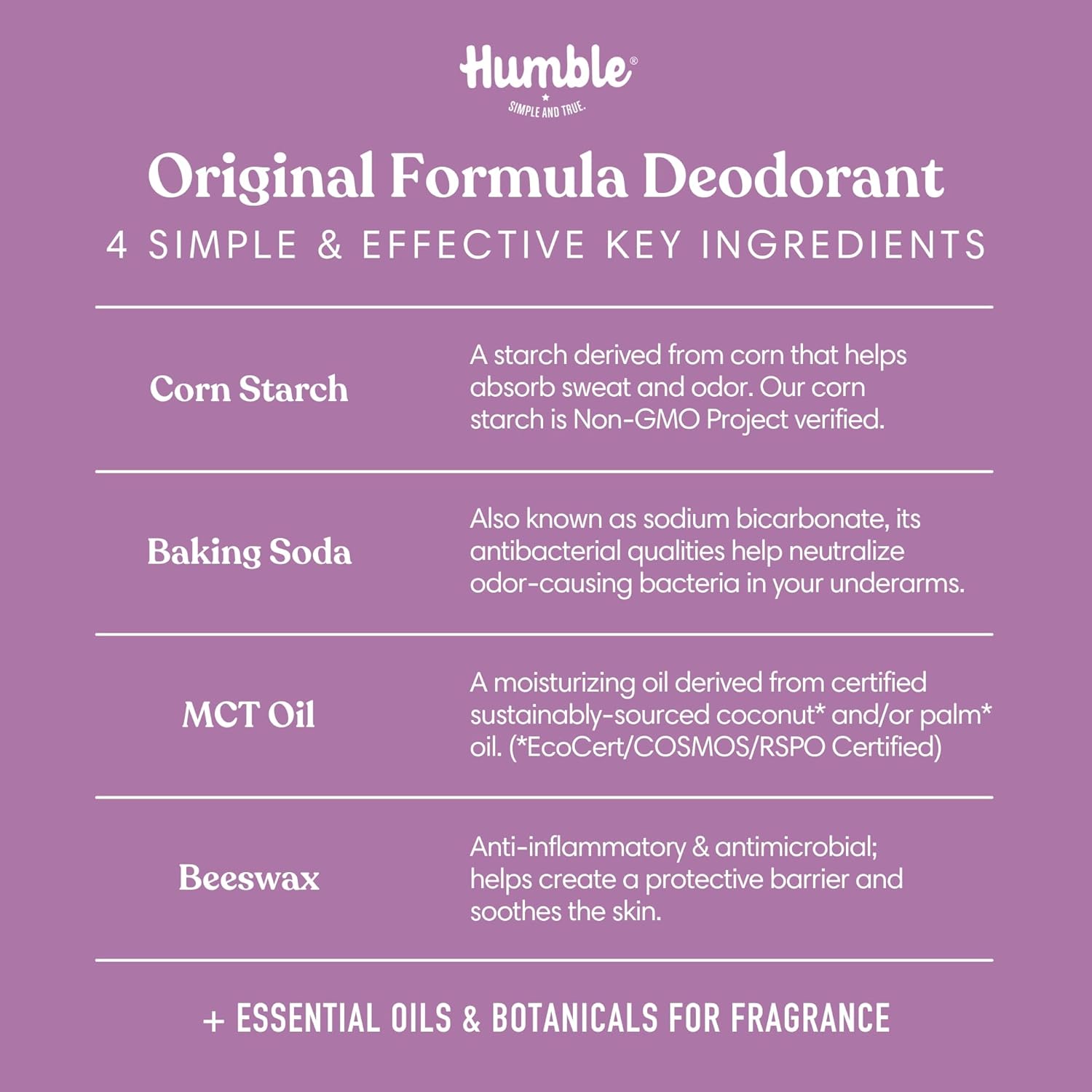 Humble Brands Original Formula Aluminum-Free Deodorant. Long Lasting Odor Control With Baking Soda And Essential Oils, Full And Travel Size, Mountain Lavender : Beauty & Personal Care