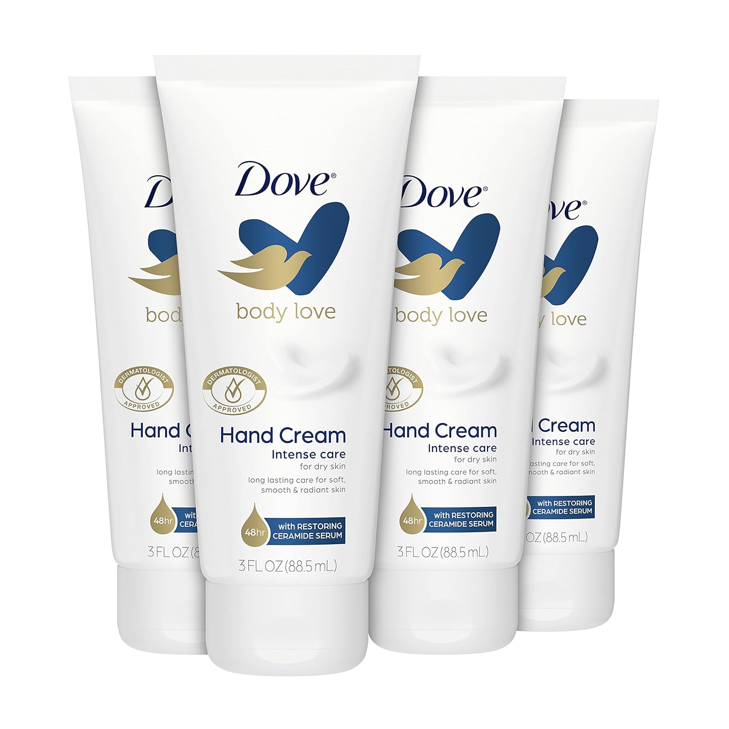 Dove Body Love Moisturizing Hand Cream For Rough Or Dry Skin Intense Care Softens And Smoothes 3Oz 4 Count