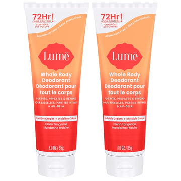 Lume Whole Body Deodorant - Invisible Cream Tube - 72 Hour Odor Control - Aluminum Free, Baking Soda Free, Skin Safe - 3.0 Ounce (Unscented)