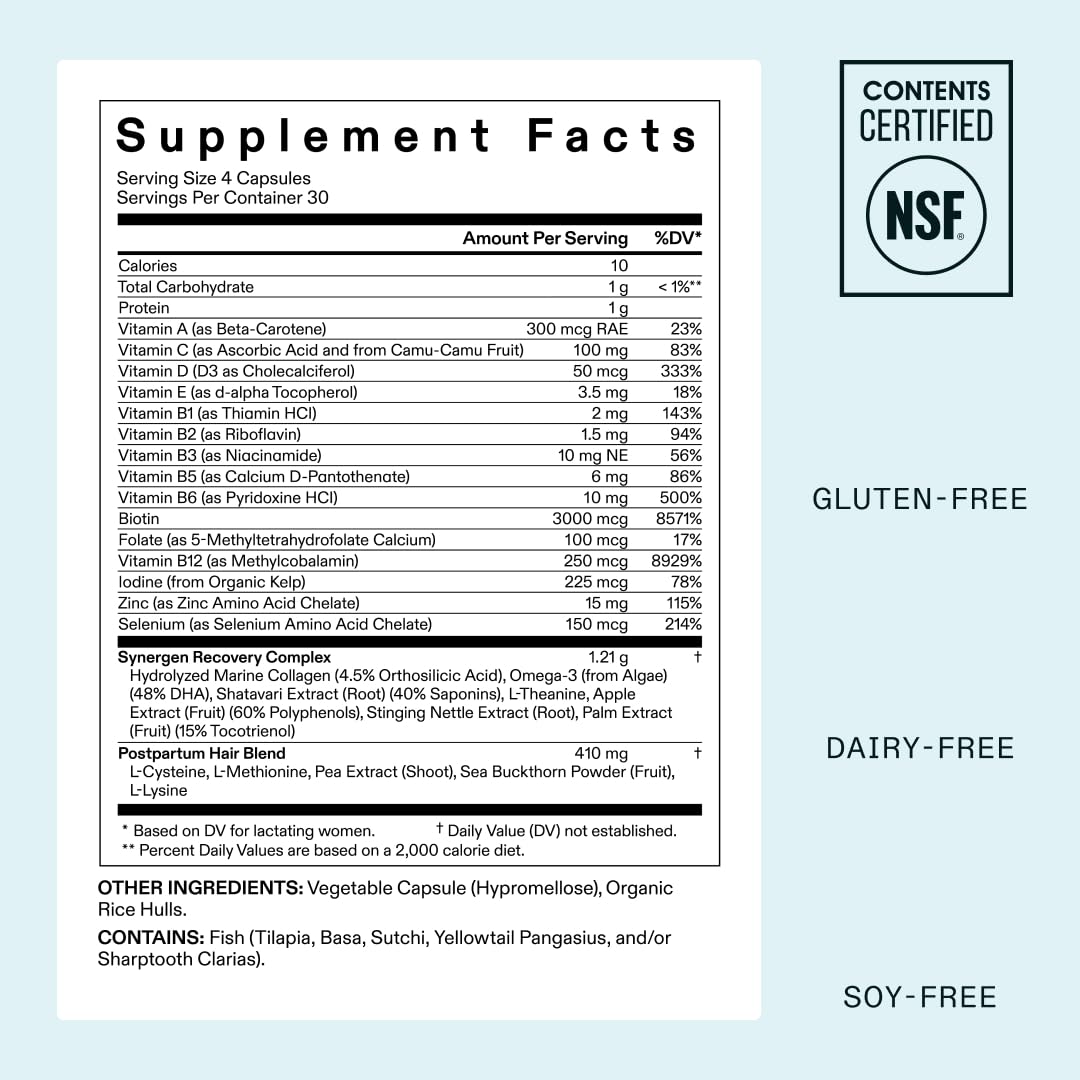 Nutrafol Postpartum Hair Growth Supplements, Clinically Tested For Visibly Thicker Hair And Less Shedding, Breastfeeding-Friendly - 2 Month Supply, 2 Refill Pouches : Beauty & Personal Care