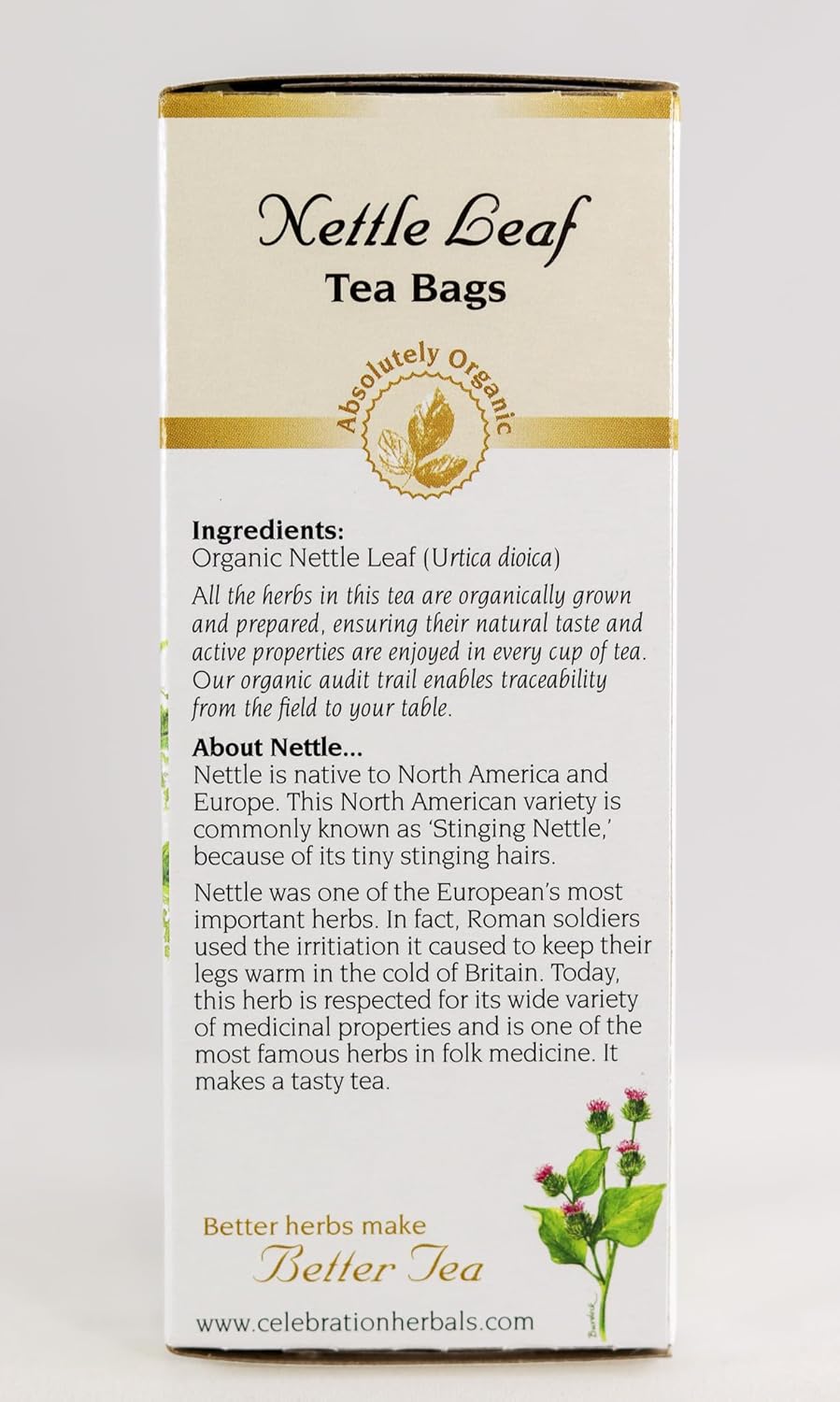 Celebration Herbals Organic Nettle Leaf Tea Caffeine Free, Feuilles D'Ortie - 24 Herbal Tea Bags : Grocery & Gourmet Food