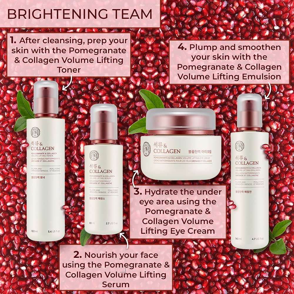 The Face Shop Pomegranate & Collagen Volume Lifting Emulsion | Deep Revitalizing Emulsion for Moisture Barrier Strengthening | Plump & Smoothen Your Skin, 4.7 Fl Oz : Beauty & Personal Care