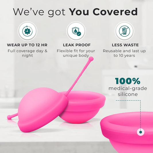 EcoBlossom Reusable Menstrual Disc with Removal String - The Most Reliable Medical Grade Silicone Period Discs - Comfortably use for 12 Hours (Small, Rose)