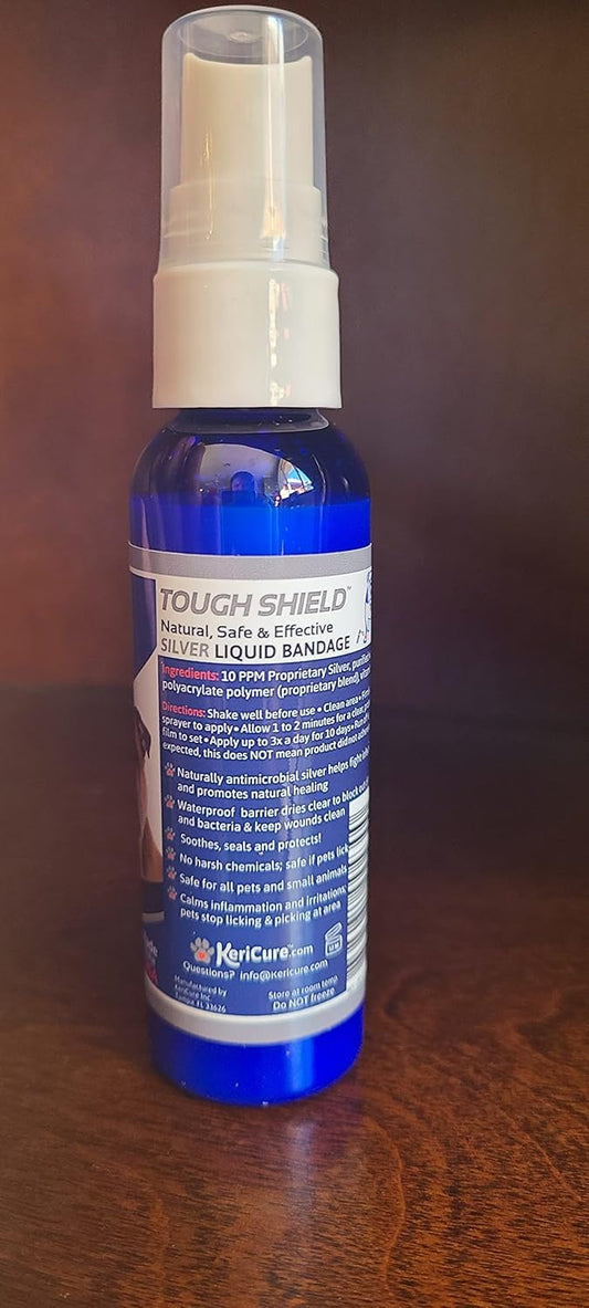 Tough Shield Silver Liquid Bandage Wound Spray For Dogs, Cats & Small Pets - 2Oz Spray On Liquid Bandage First Aid - Silver Polymer Solution For Cuts, Sores & Bites - Usa Made