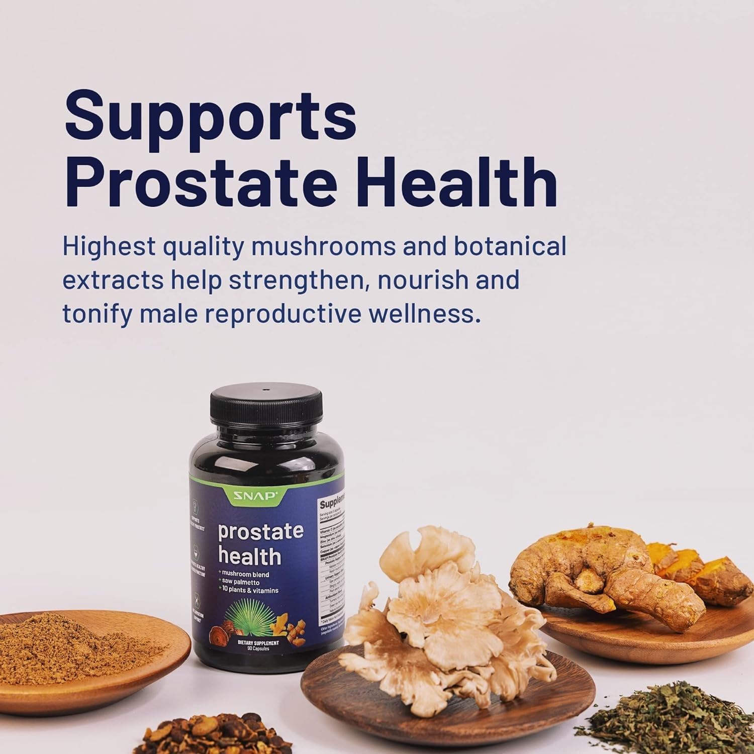 Snap Supplements Prostate Health Support Supplement - Natural Prostate Supplements for Men with Organic Saw Palmetto Extract & Turmeric, Prostate Support, Urinary Tract Health (90 Capsules) : Health & Household