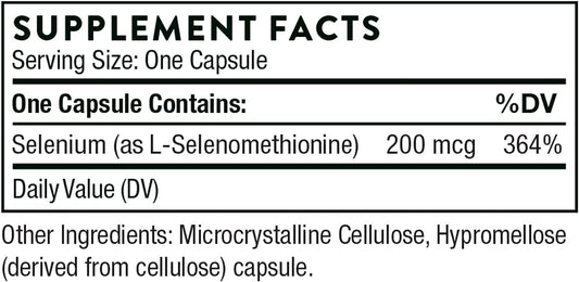 Thorne Selenium - 200 mcg Selenium Supplement for Antioxidant Support