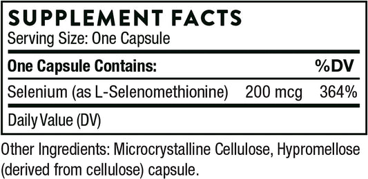 Thorne Selenium - 200 mcg Selenium Supplement for Antioxidant Support - 60 Capsules