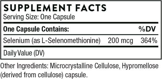 Thorne Selenium - 200 Mcg Selenium Supplement For Antioxidant Support - 60 Capsules