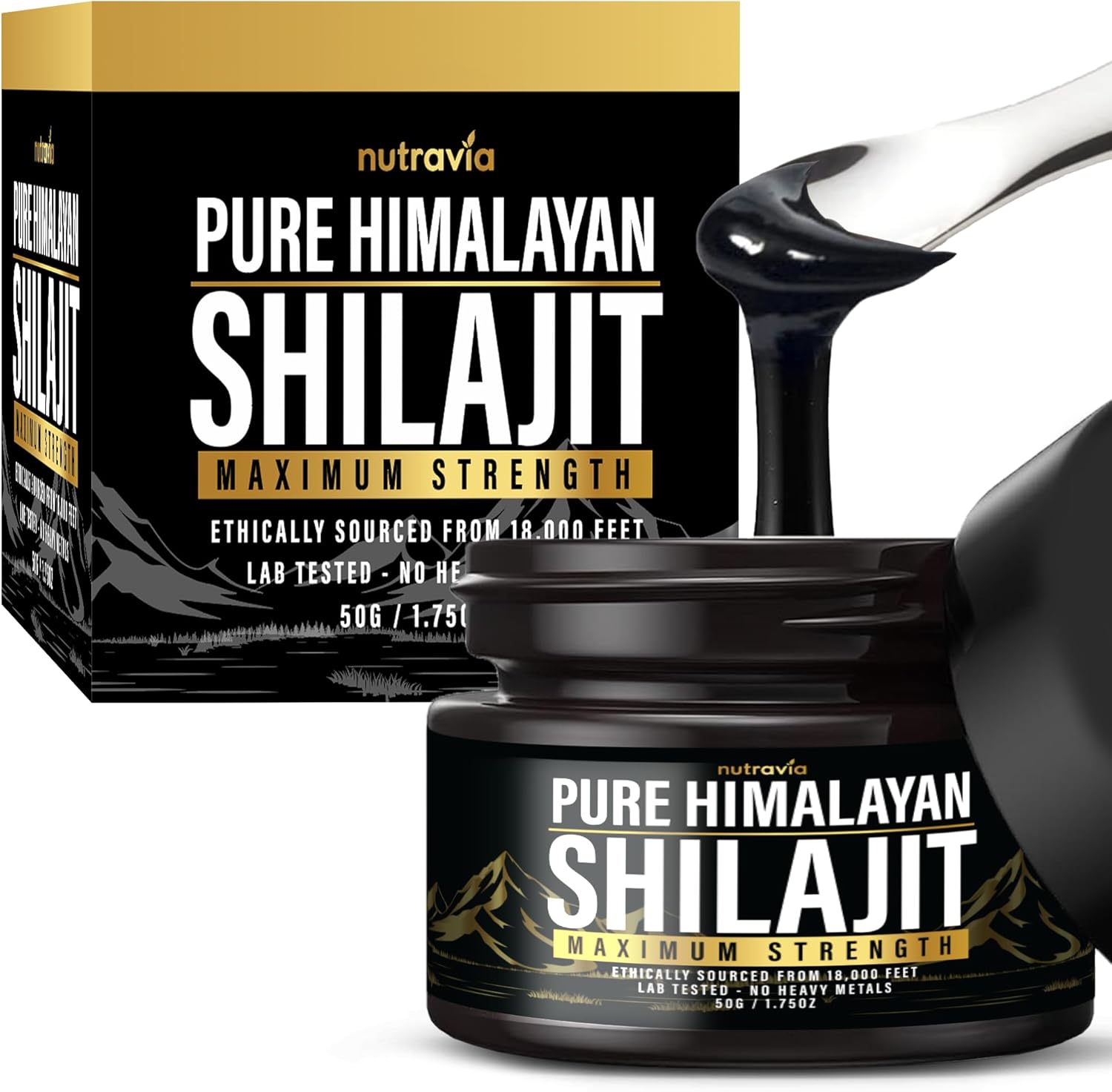 Shilajit Pure Himalayan Organic Resin - Natural Authentic Lab Tested Formula For Men, Women - No Heavy Metals - 600Mg Max Strength With 85+ Trace Minerals Golden Grade Shilajit Supplement (1 Pack)
