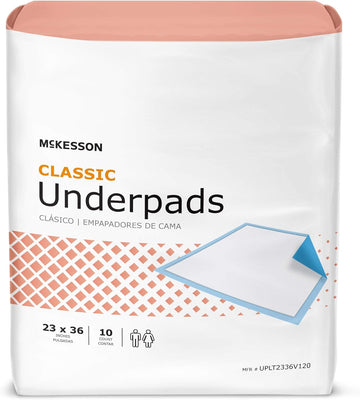 Mckesson Classic Underpads, Incontinence Bed Pads, Light Absorbency, 23 In X 36 In, 10 Count