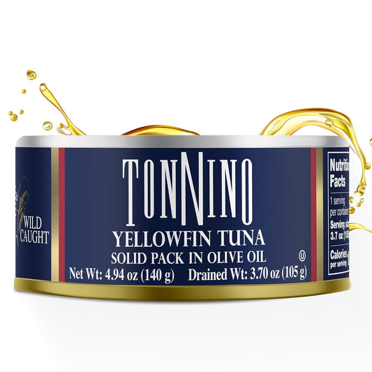 Tonnino Tuna Fillets Low Calorie and Gluten Free Yellowfin Canend Premium Tuna in Olive Oil 4 Oz [12 pack]