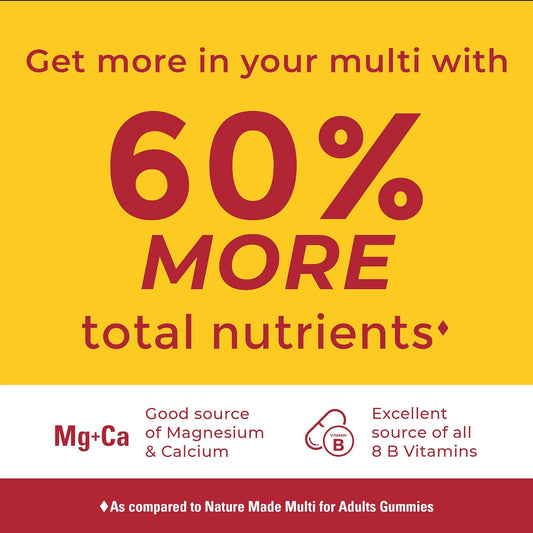 Nature Made Advanced Multivitamin Gummies For Adults With Magnesium Citrate, Calcium & All 8 B Vitamins, Daily Nutritional Support, 90 Gummies, 30 Day Supply