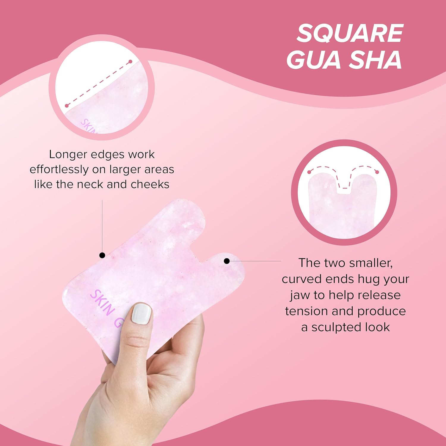 Skin Gym Rose Quartz Square Gua Sha Face Massager For Smooth Skin & Enhanced Glow, Revitalizing, Face Lifting Skin Care Tool : Beauty & Personal Care