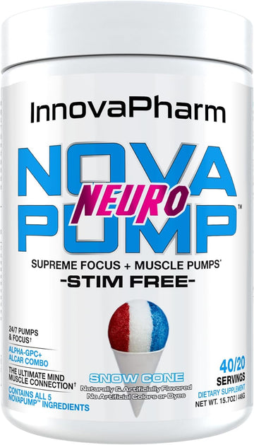 InnovaPharm NOVAPUMP Neuro (Snow Cone) Powder - 15.7 Ounces