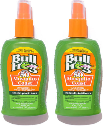 Bullfrog Mosquito Coast Bug Spray Insect Repellent + Sunscreen Spf 50, Pump Spray, 4.7 Fl Oz 2 Pack