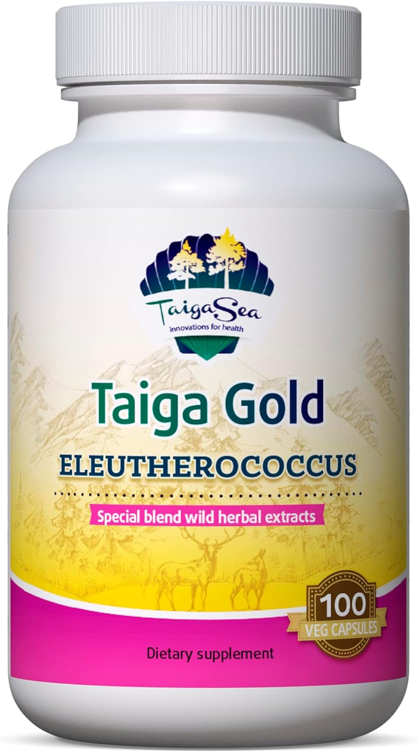 TAIGASEA Wild Eleuthero Root Extract, Herbal Extract Blend with Eleutherococcus for Immunity and Physical Shape, Stamina and Endurance, 100 Vegeterian Capsules