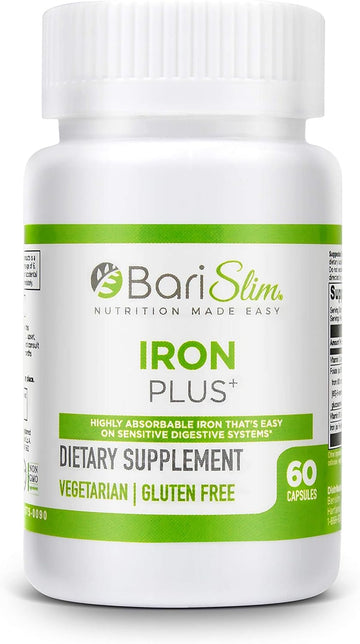 Iron Plus Capsules - Formulated for Patients After Weight Loss Surgery Including Gastric Bypass & Gastric Sleeve ? Easy Digestion & Comprehensive Health Support | 2 Month Supply (60 Servings)