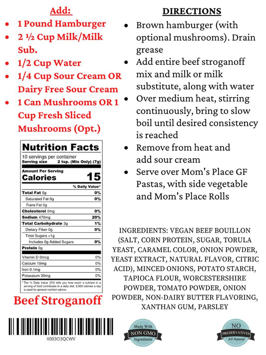 Mom's Place Gluten Free Beef Stroganoff Mix