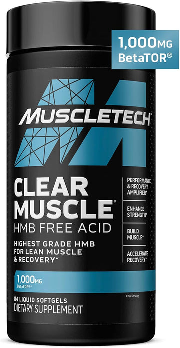 Muscletech Hmb Supplements 1000Mg, Clear Muscle (84 Liquid Softgels) - Highest Grade Hmb For Lean Muscle & Recovery - Hmb Free Acid Muscle Supplement - Help Decrease Muscle Breakdown