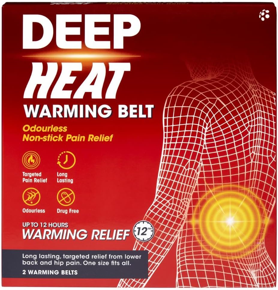 Deep Heat Warming Belt, Long Lasting Pain Relief Heat Therapy (Pack Of 2 Belts)