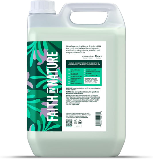 Faith In Nature Natural Rosemary Shampoo, Stimulating For Normal Hair & Scalp, Vegan & Cruelty Free, No Sls, Silciones Or Parabens, 5L Refill Pack