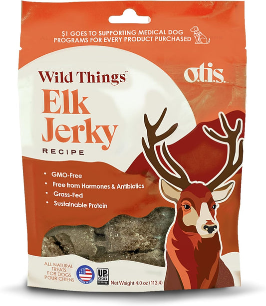 Otis Jerky Bundle For Dogs | Protein Packed, Pasture-Raised, Grass-Fed Venison Jerky Dog Treats Healthy Dog Treats - Wild Things | 4 Ounce Bag