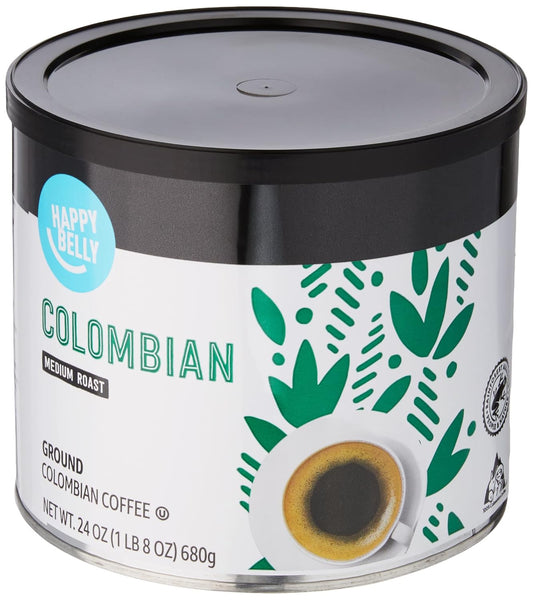 Happy Belly Colombian Canister Ground Coffee, Medium Roast, 1.5 pound (Pack of 1)
