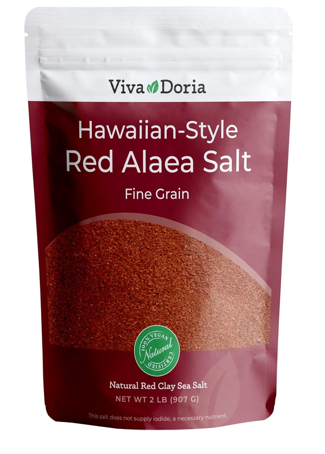 Viva Doria Hawaiian Red Alaea Sea Salt, Fine Grain, 2 Lb (907 G)